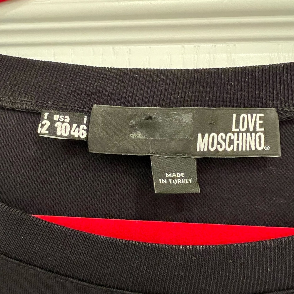 Moschino Black T-Shirt with Red and Gold Love Design - Picture 3 of 5